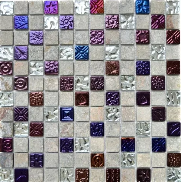 Azulejos de Mosaico Translúcido Gris Vidrio Crystal Piedra Diseño Cuarcita Color