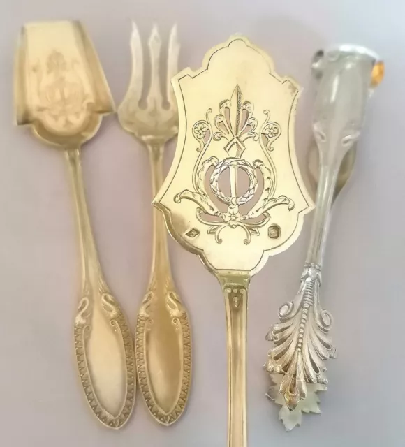 Avec Coffret Couverts à Mignardises Argent Massif Vermeil Orfèvre Lapparra