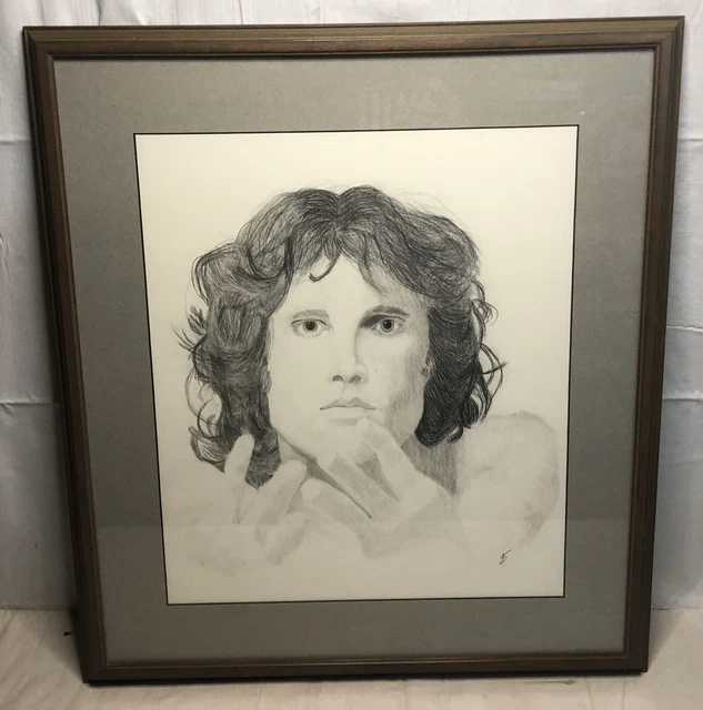 EYE CATCHING THE Doors Jim Morrison Sketch Drawing Portrait Signed By