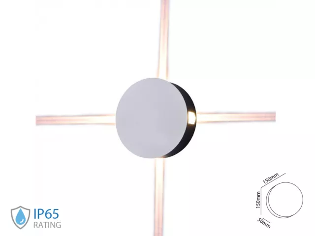 Applique Lampada LED da Muro Rotondo 4X1W 3000K Carcassa Bianca IP65 Illuminazio