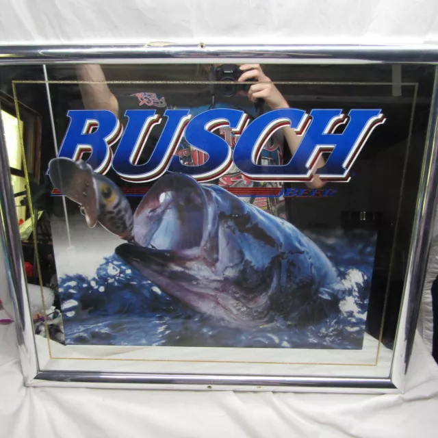 Anheuser Busch Beer Wildlife Mirror Fishing Bass Lure Very Rare Large 25.5”