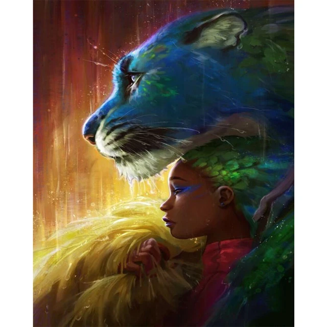 Kits de pintura al óleo de niñas y tigres por números lona dibujo hágalo usted mismo colorear imagen arte