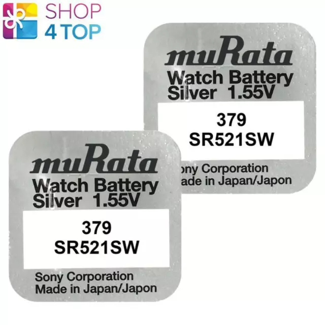 2 Murata 379 SR521SW Batteries Argenté Oxyde 1.55V sony Watch Batterie 2022 Neuf