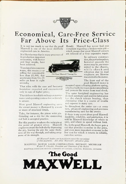 Vintage ad 1917 The Good Maxwell Touring Car