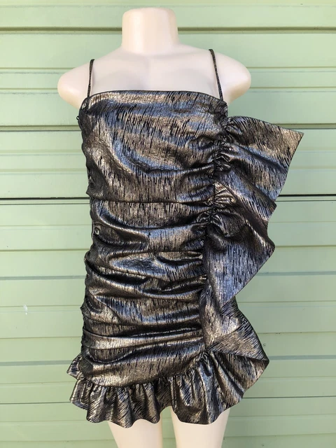 NEW ZARA WOMAN Gold Metallic Ruffled Mini Dress Party Pleat Detail Small #6211 $14.40 - PicClick NEW ZARA WOMAN Gold Metallic Ruffled Mini Dress Party Pleat Detail Small #6211 $14.40 - PicClick