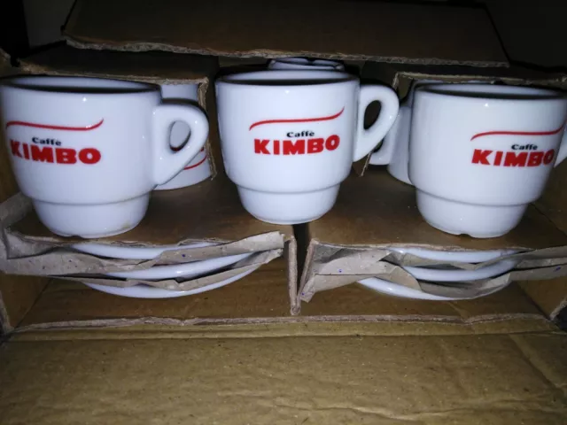 Set 6 tasses et 6 sous tasses café kimbo empilable neuf expresso 2