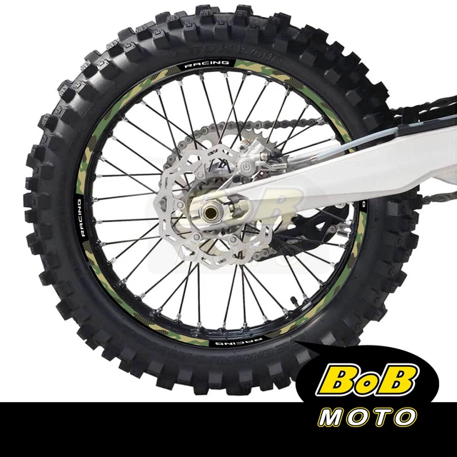 Green Camo Stripe Dirt Bike Rim Wraps Sticker For Kawasaki KLX 250 H T 06-14 12