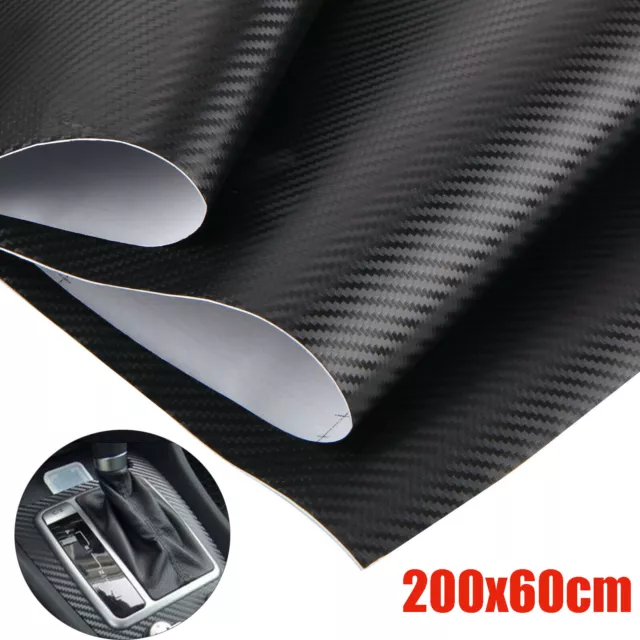 Carbon Fibre Vinyl 3D Black Car Vehicle Wrap Film Bubble Air Free 2m x600mm UK