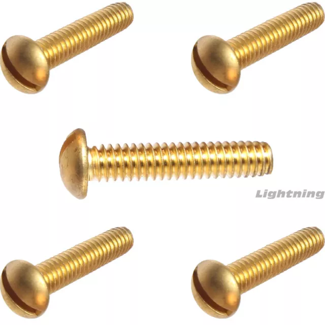 12-24 x 1-1/4" Round Head Machine Screws Solid Brass Slotted Drive Qty 25