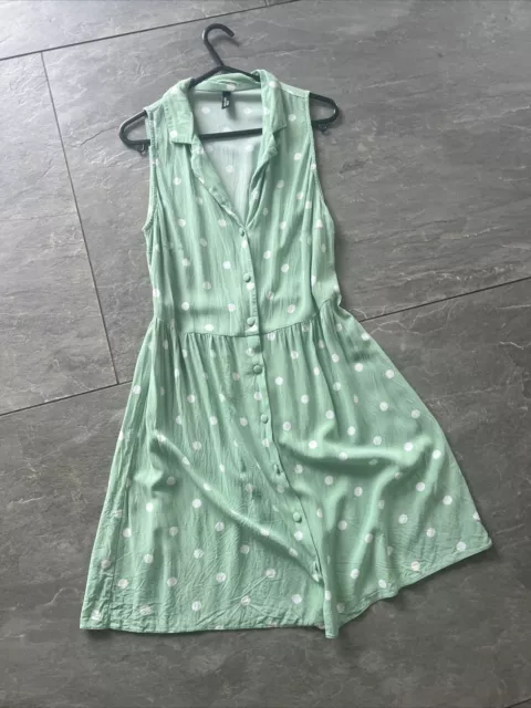 Nobodys Child Mint Green Polka Dot Button Down Summer Dress Sz 12