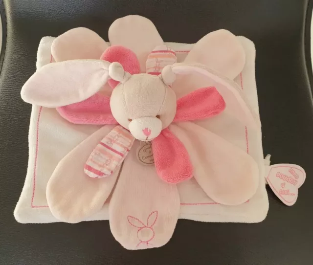 Doudou Plat Célestine Lapin Rose Et Compagnie pétales DC1443