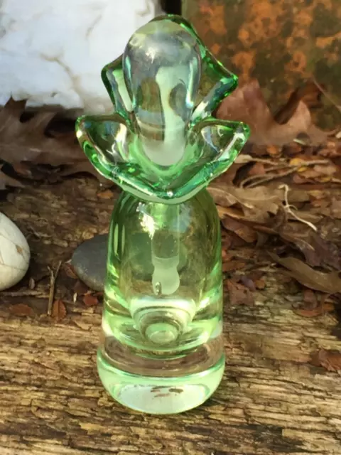 Vintage Perfume Bottle - Art Glass - Jack In The Pulpit Shape -Green & Clear