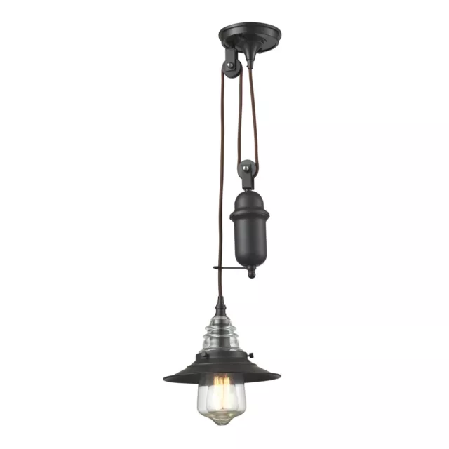 Insulator Glass 9 Wide 1-Light Mini Pendant - Oil Rubbed Bronze