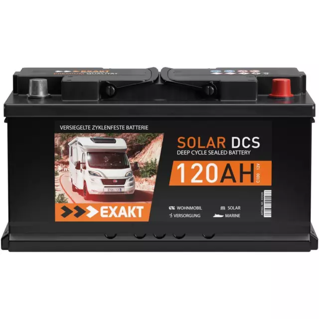 Solarbatterie 120Ah 12V EXAKT DCS Wohnmobil Versorgung Boot Solar Batterie 100Ah