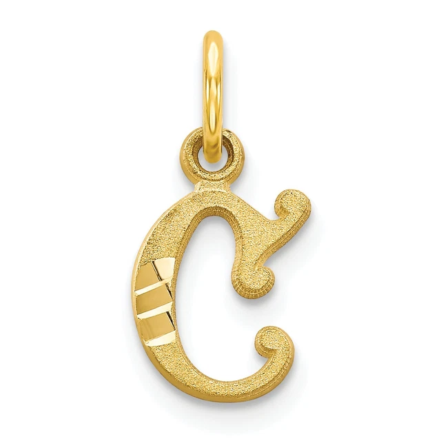 10K Gelbgold Initiale C Charm Buchstabe Schmuck Neu 20 x 11 mm