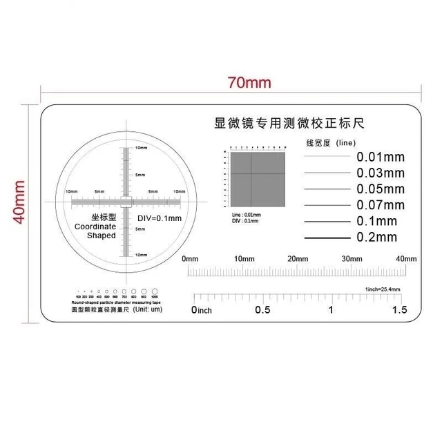 Microscope Calibration Ruler Transparent Film PET Micrometer Measurement Tape