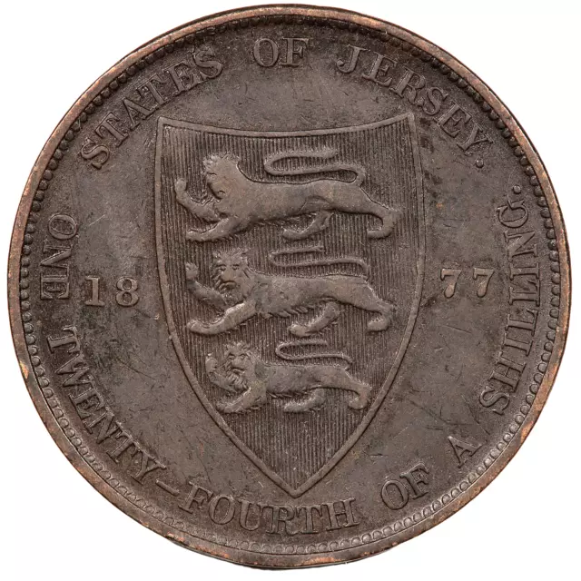 1877 Queen Victoria Jersey One Twenty Fourth Of A Shilling (Halpenny) (#3598)