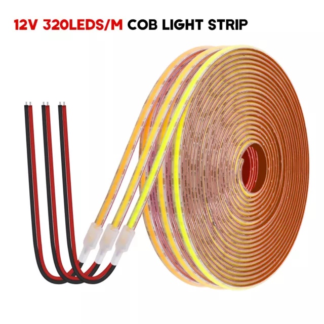 COB LED Strip Light Flexible Waterproof IP68 Tape Lights DIY Lighting 12V 24V 3