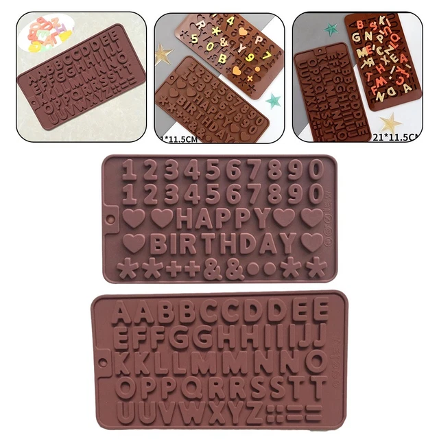 2 Moules En Silicone Avec Lettres, Chiffres Et Symboles - Pour Gâteaux, Chocolat, Bonbons - Résistants Au Four Et Micro-ondes