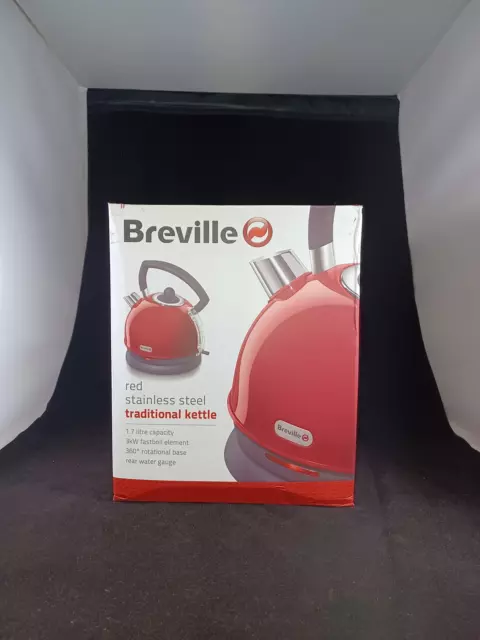 Breville VKJ463 Red Stainless Steel 1.7L Traditional Style Cordless Kettle