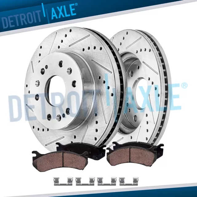 12.99 INCH FRONT Drilled Rotors + Brake Pads for Chevy Silverado GMC