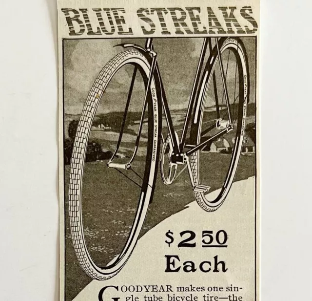 1916 Goodyear Blue Streaks Bicycle Tire Advertisement Akron Ohio DWMYC3