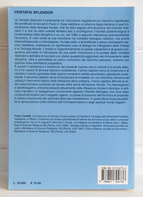 Veritatis Splendor Book PAOLO CARLOTTI VERITATIS splendor Aspetti della recezione teologica LAS ...