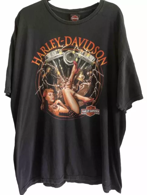 Harley-Davidson T-Shirt Pin Up Art Motorcycle Orlando FL Mens Sz 2XL Black