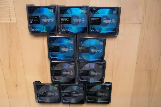 10 Stück Sony MiniDisc MD74 Color Mini Disc - 74 Min.+ SHOCK ABS. Hüllen