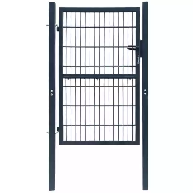 2D Metal Garden Fence Gate Yard Wire Mesh Single Door Grey/Green Multi Size vida 2