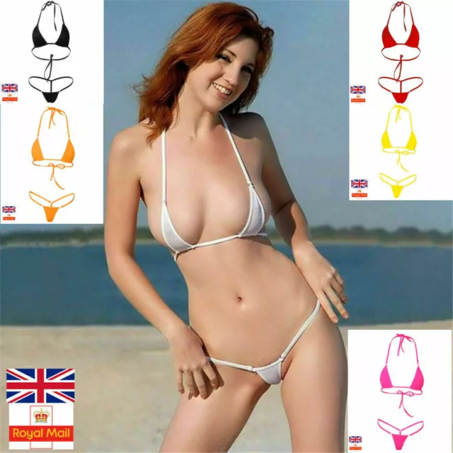 Sexy Women Micro Thong Underwear G-String Bra Set Mini Bikini Swimwear Nightwear