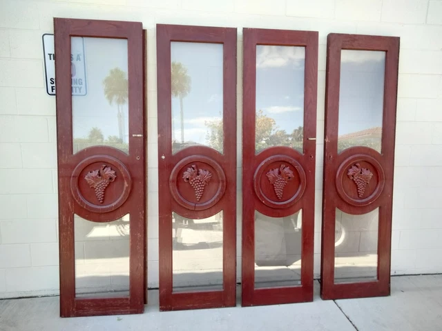 4 French Doors 24"x 86 3/4"ea Solid Wood Doors with Glass and Bunch of Grapes