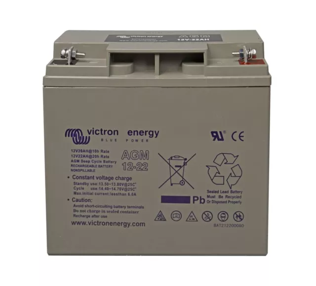 Victron AGM Batterie 12V 22Ah Deep Cycle Zyklenfest Solarbatterie Akku VRLA