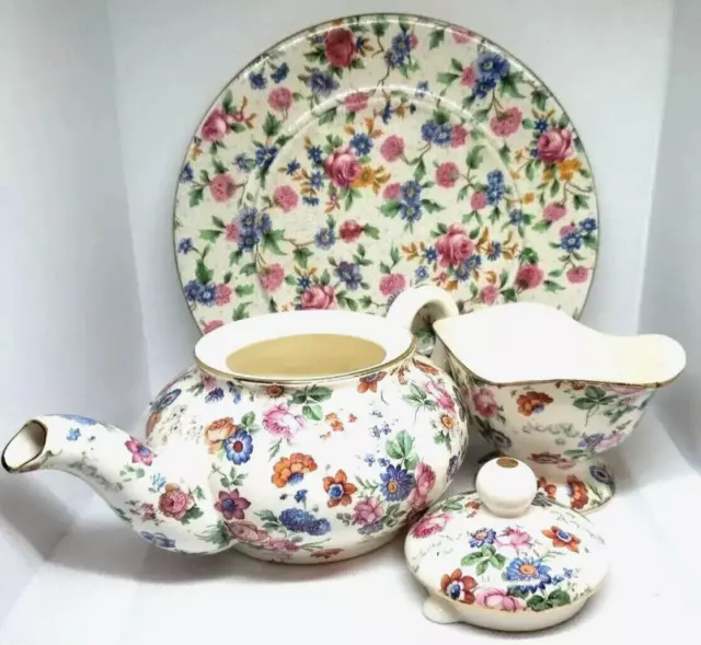 Dorset Cheery Chintz Erphila Teapot With Lid Creamer and Royal Winton Mixed Lot