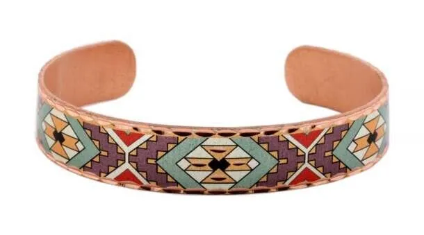 100%  all Copper bracelet Wrist cuff Handmade Womens Ladies Native Aztec Geo 2