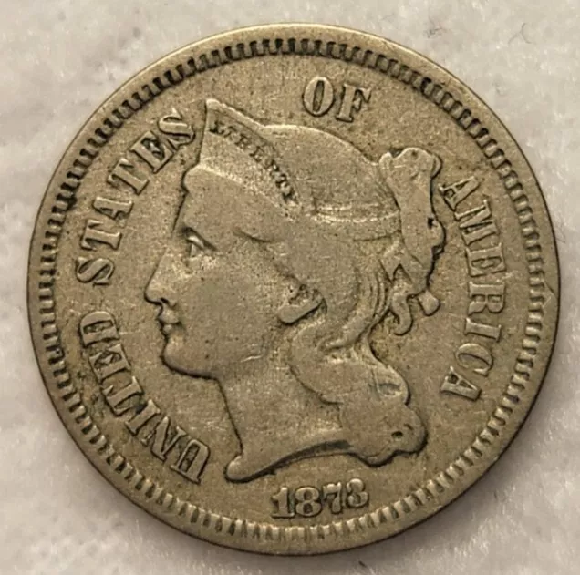 1873 Open 3 Nickel Three Cent Piece 3c US Type Coin