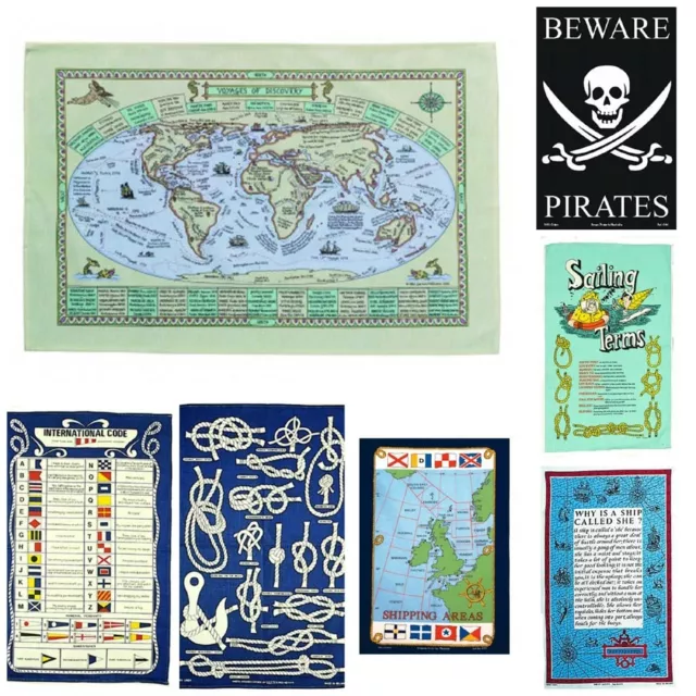 Marine Galley Cloths - Nautical Cotton Tea Towel - Various Designs - J2Z