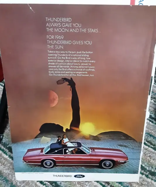 1969 Ford Thunderbird Original Print Ad Color
