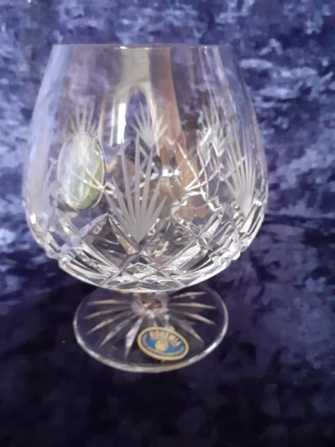 Bohemian Cut Crystal Brandy Snifter 4.5" with label 2