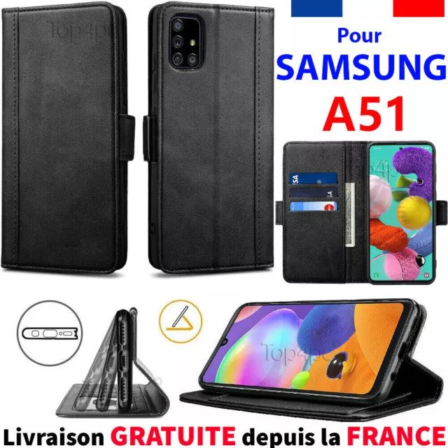 Étui de téléphone pour Galaxy A51 4G de Samsung avec protecteur d'écran en verre  trempé et porte-carte mince