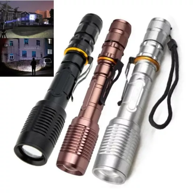 350000 LM Tactical T6 LED Zoomable Flashlight 5-Modes Super Bright Torch Lamp