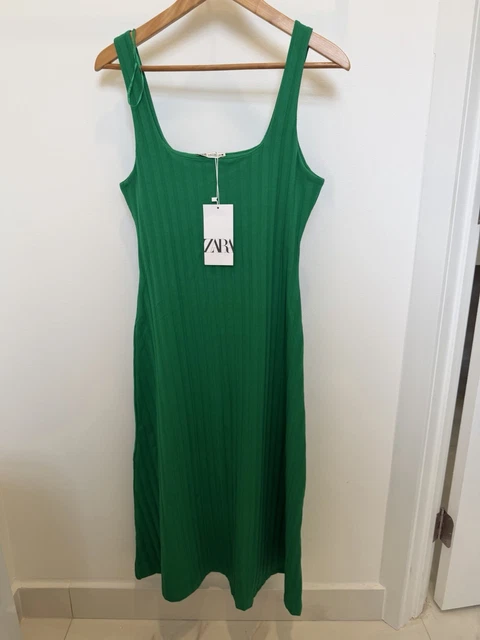 slim fit dress slacks Zara Women's Cotton Ribbed Bodycon Dress | S UK8 main image 0