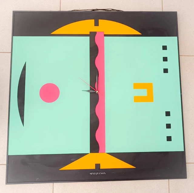 ♥ SINEQUANON ENORME OROLOGIO DA MURO 70x70 CM VINTAGE MEMPHIS DESIGN POP ANNI 90 ♥ SINEQUANON ENORME OROLOGIO DA MURO 70x70 CM VINTAGE MEMPHIS DESIGN POP ANNI 90