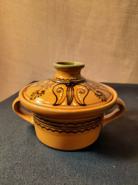 Hungarian Tagine Cooking Pot Handmade Hand Painted, Signed on Bottom. Hungarian Tagine Cooking Pot Handmade Hand Painted, Signed on Bottom.