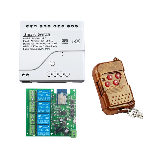 Tuya  Switch WiFi DIY Timer+Remote AC/DC 7-32V 4CH  Smartlife Home2670