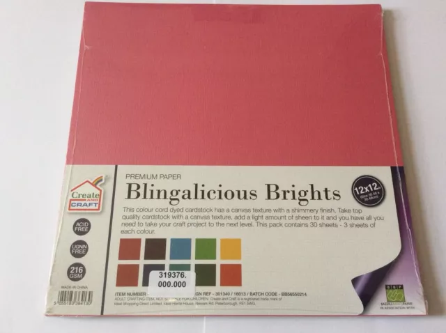 Blingalicious Brights 12” X 12” Cardstock Stack 30 Sheets Brand New Sealed