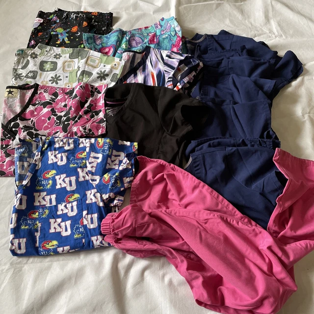 Scrubs Lot of 11 Women's Size Small S Tops Nurse Floral Bright Prints Koi Work