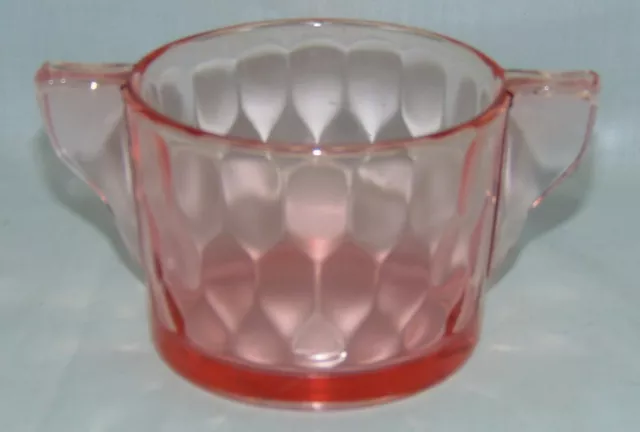 Jeannette HEX OPTIC/ HONEYCOMB PINK* 2 1/2" SUGAR* w/CLOSED HANDLES*