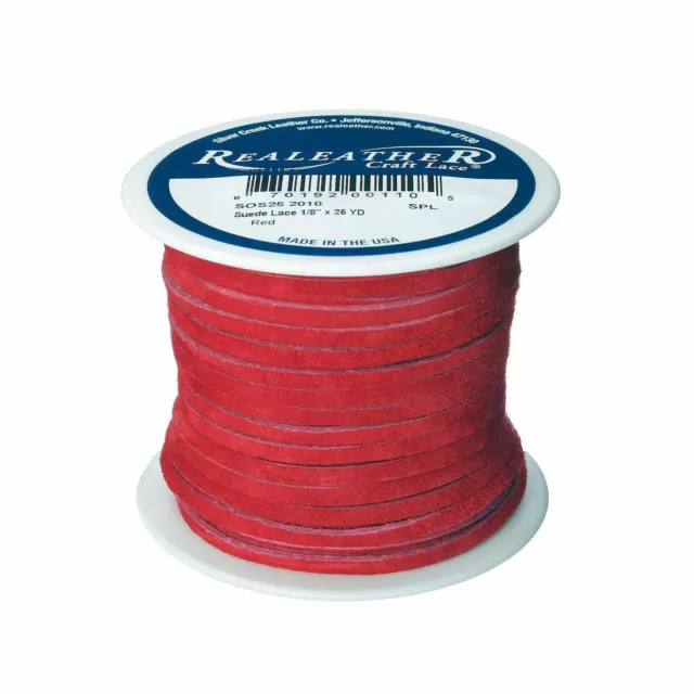 Suede Craft Lace Red 1/8" x 25 Yards Silver Creek