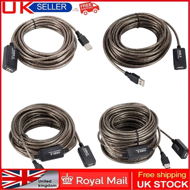 5/10/15/20m USB 2.0 Extension Cable Male to Female Active Repeater Extender Cord